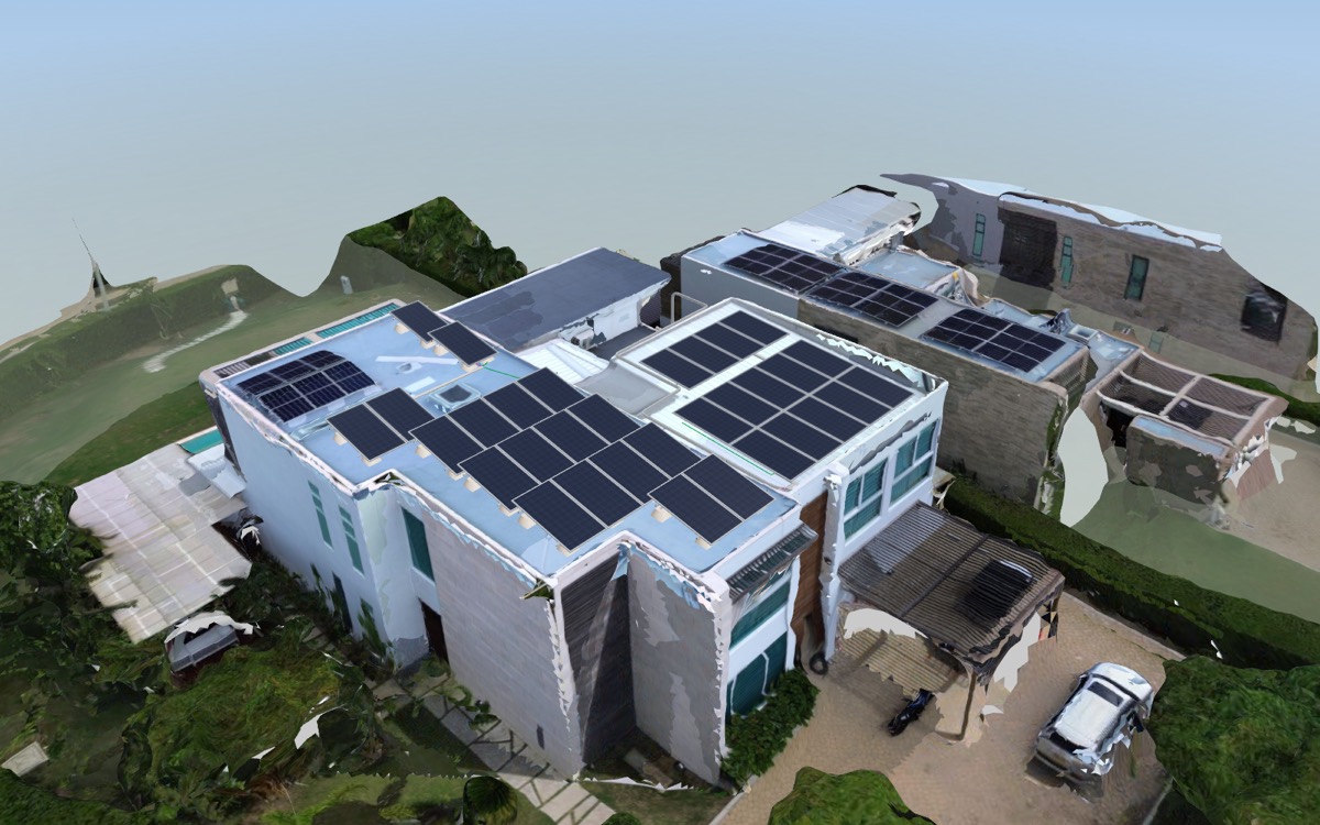 Modelo 3D de una casa en Barú con 32 módulos solares