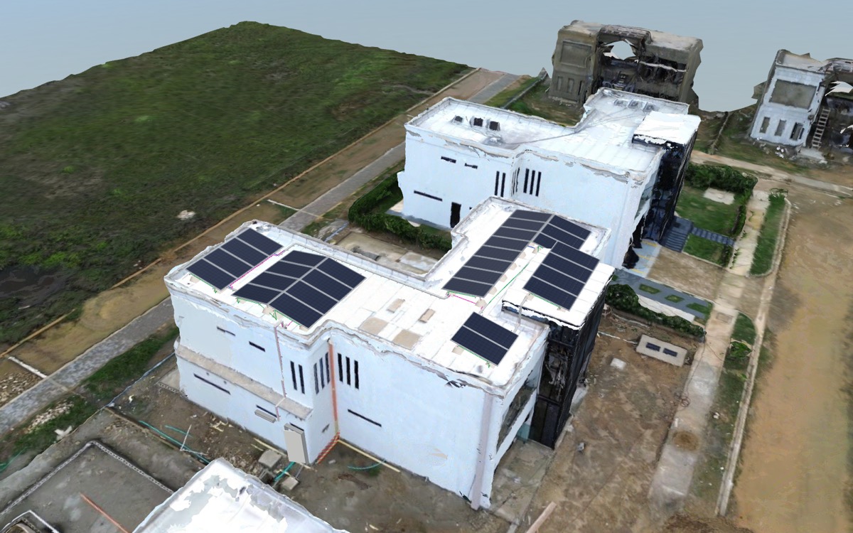 Modelo 3D de una casa en Cartagena con 29 módulos solares